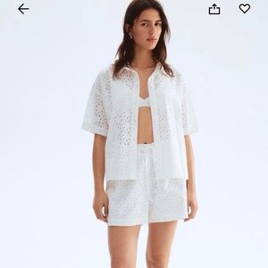 H&M white Lace shirt and shorts Set SZ M